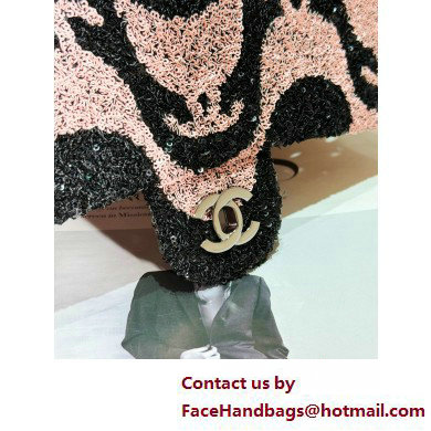 Chanel Sequins Medium Classic Flap Bag Black  &  Pink 2025